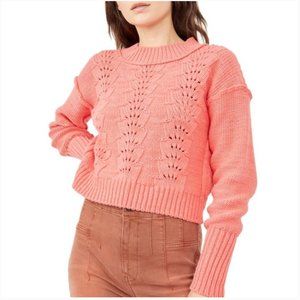 NWT Free People | Coral Bell Song Cable Knit Cropped Cotton Blend Sweater, XL